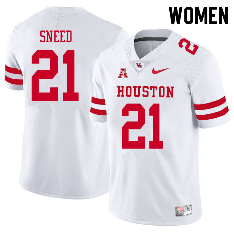 Women #21 Stacy Sneed Houston Cougars College Football Jerseys Sale-White - Click Image to Close